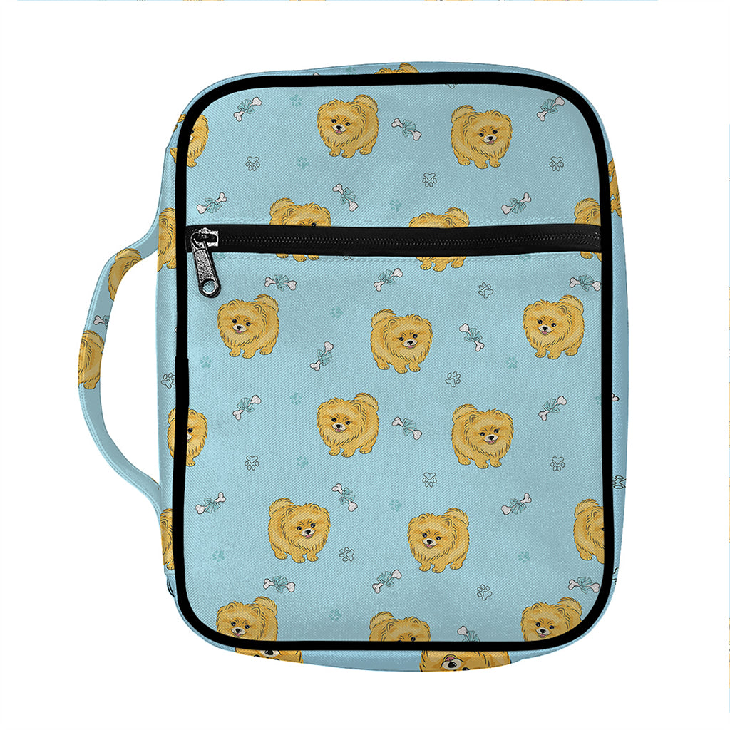 Cartoon Pomeranian Pattern Print Front Pocket Bible Bag