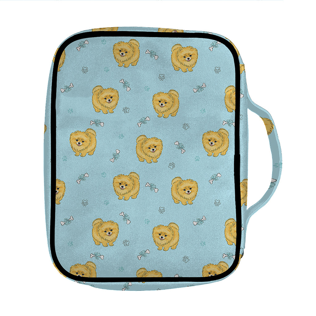 Cartoon Pomeranian Pattern Print Front Pocket Bible Bag