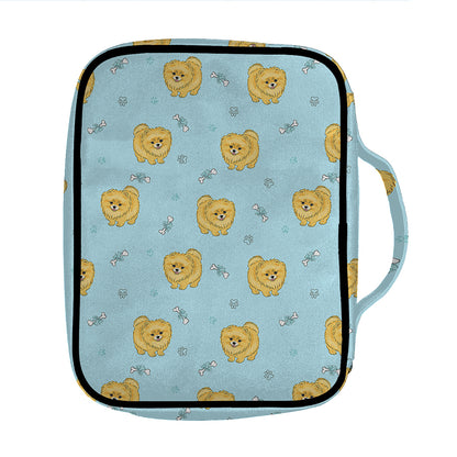 Cartoon Pomeranian Pattern Print Front Pocket Bible Bag