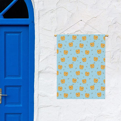 Cartoon Pomeranian Pattern Print Garden Flag