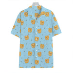 Cartoon Pomeranian Pattern Print Hawaiian Shirt