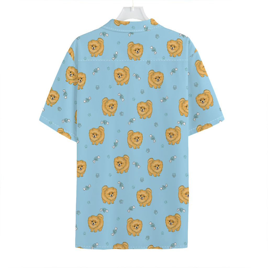Cartoon Pomeranian Pattern Print Hawaiian Shirt