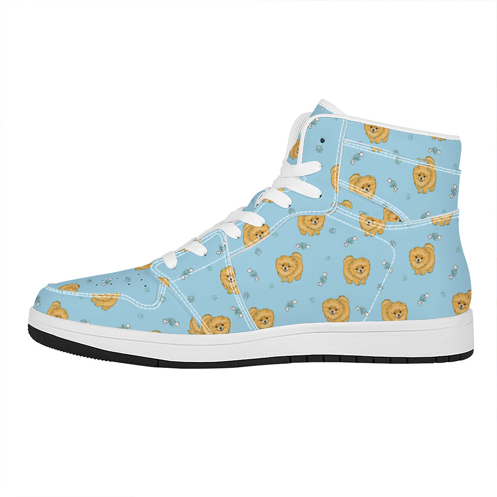 Cartoon Pomeranian Pattern Print High Top Leather Sneakers