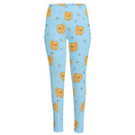 Cartoon Pomeranian Pattern Print High-Waisted Pocket Leggings