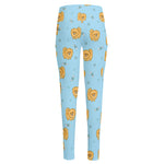 Cartoon Pomeranian Pattern Print High-Waisted Pocket Leggings