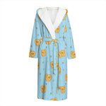 Cartoon Pomeranian Pattern Print Hooded Bathrobe