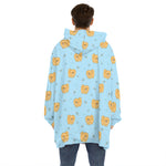 Cartoon Pomeranian Pattern Print Hoodie Blanket