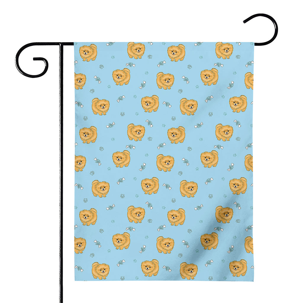 Cartoon Pomeranian Pattern Print House Flag