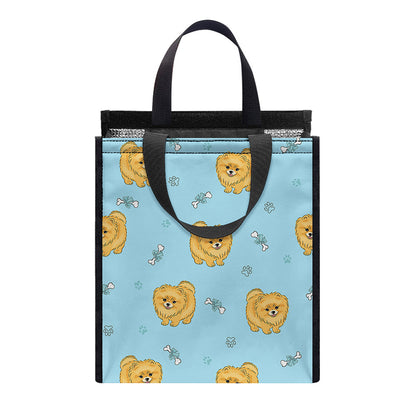 Cartoon Pomeranian Pattern Print Insulated Lunch Tote