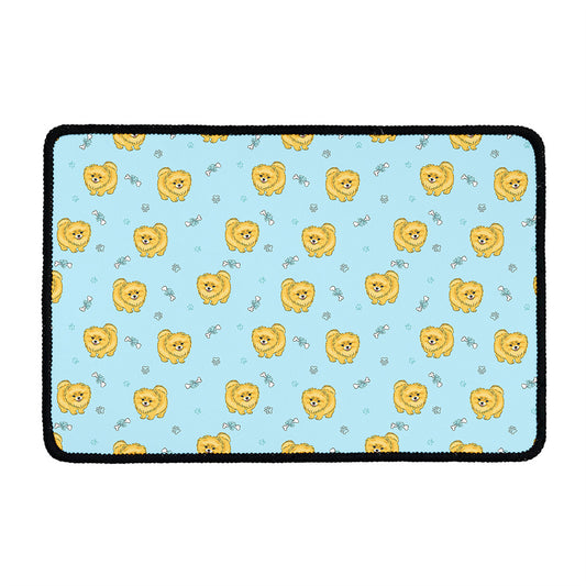 Cartoon Pomeranian Pattern Print Kitchen Mat