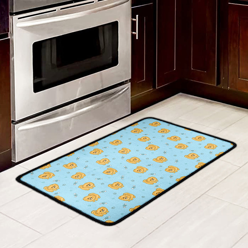 Cartoon Pomeranian Pattern Print Kitchen Mat