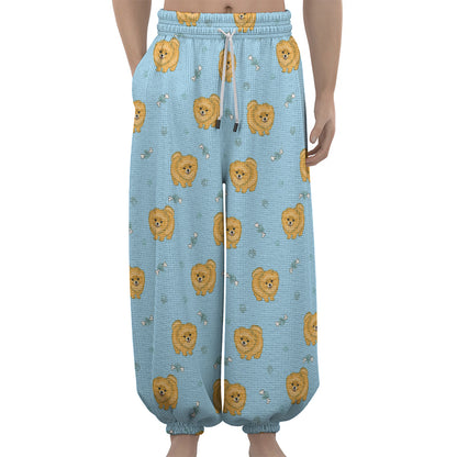 Cartoon Pomeranian Pattern Print Lantern Pants