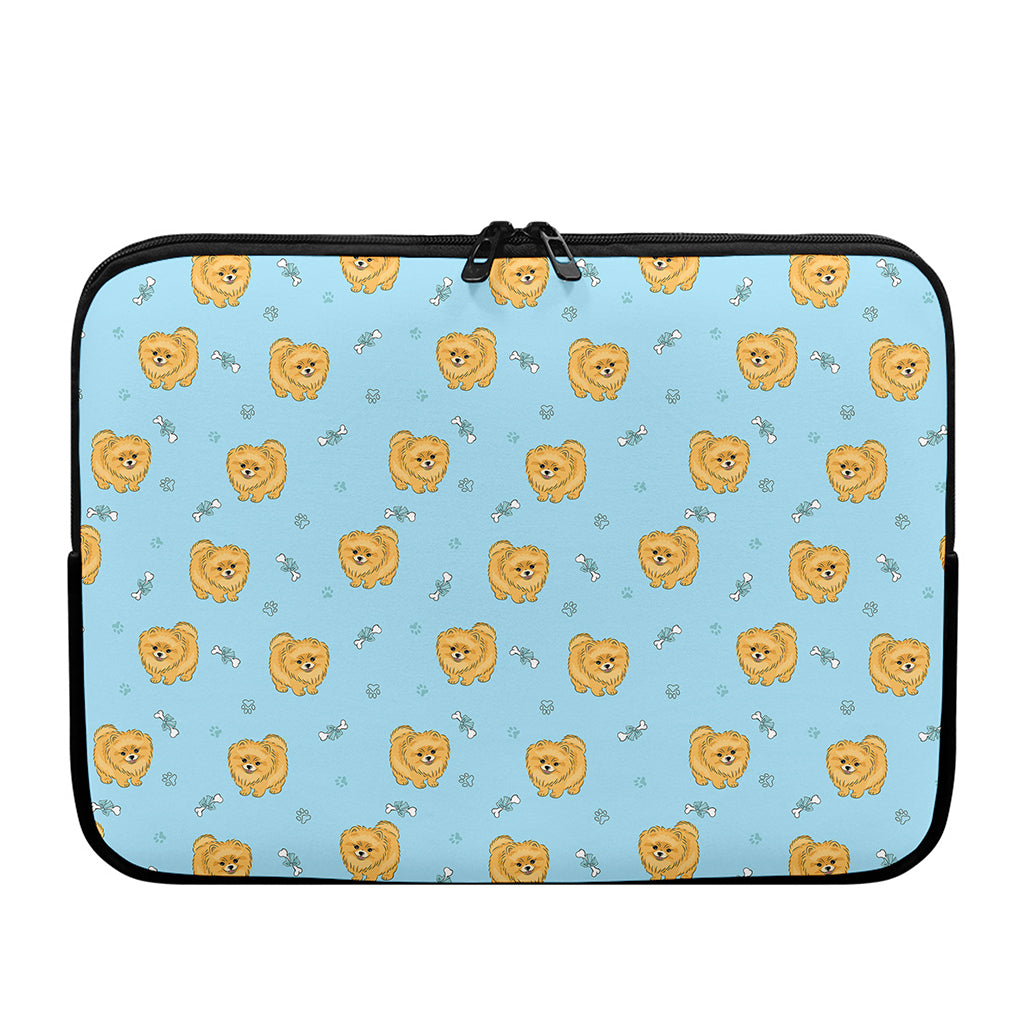 Cartoon Pomeranian Pattern Print Laptop Sleeve