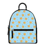 Cartoon Pomeranian Pattern Print Leather Backpack