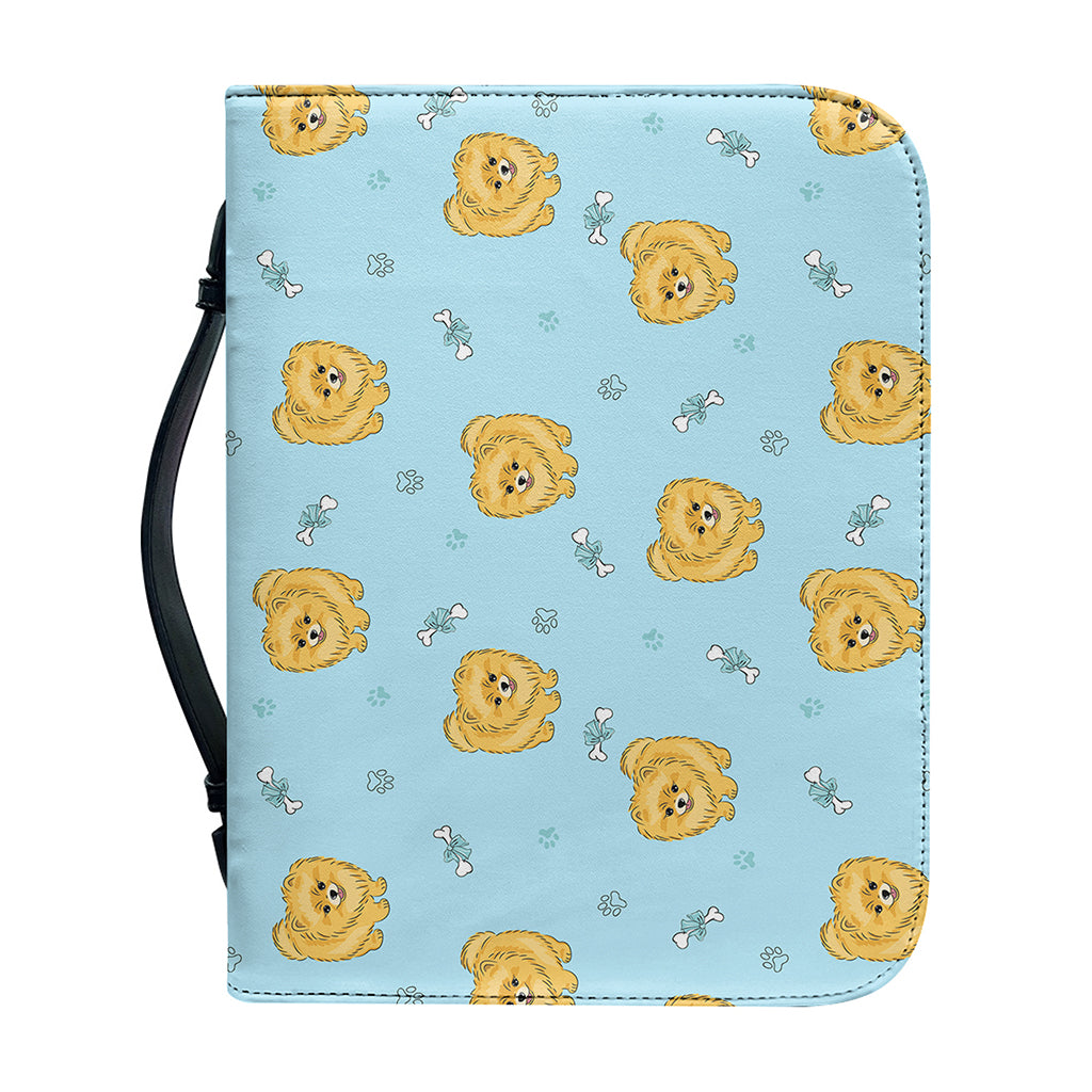 Cartoon Pomeranian Pattern Print Leather Bible Cover