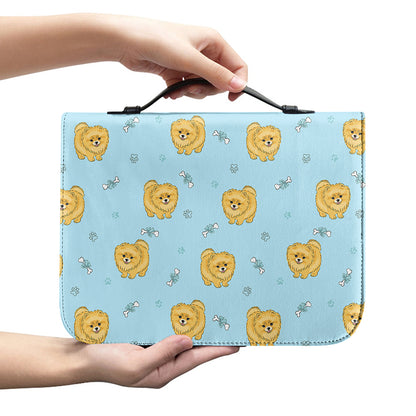 Cartoon Pomeranian Pattern Print Leather Bible Cover