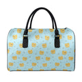 Cartoon Pomeranian Pattern Print Leather Duffel Bag