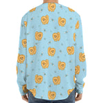 Cartoon Pomeranian Pattern Print Long Sleeve Baseball Jersey