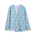 Cartoon Pomeranian Pattern Print Long Sleeve Short Coat