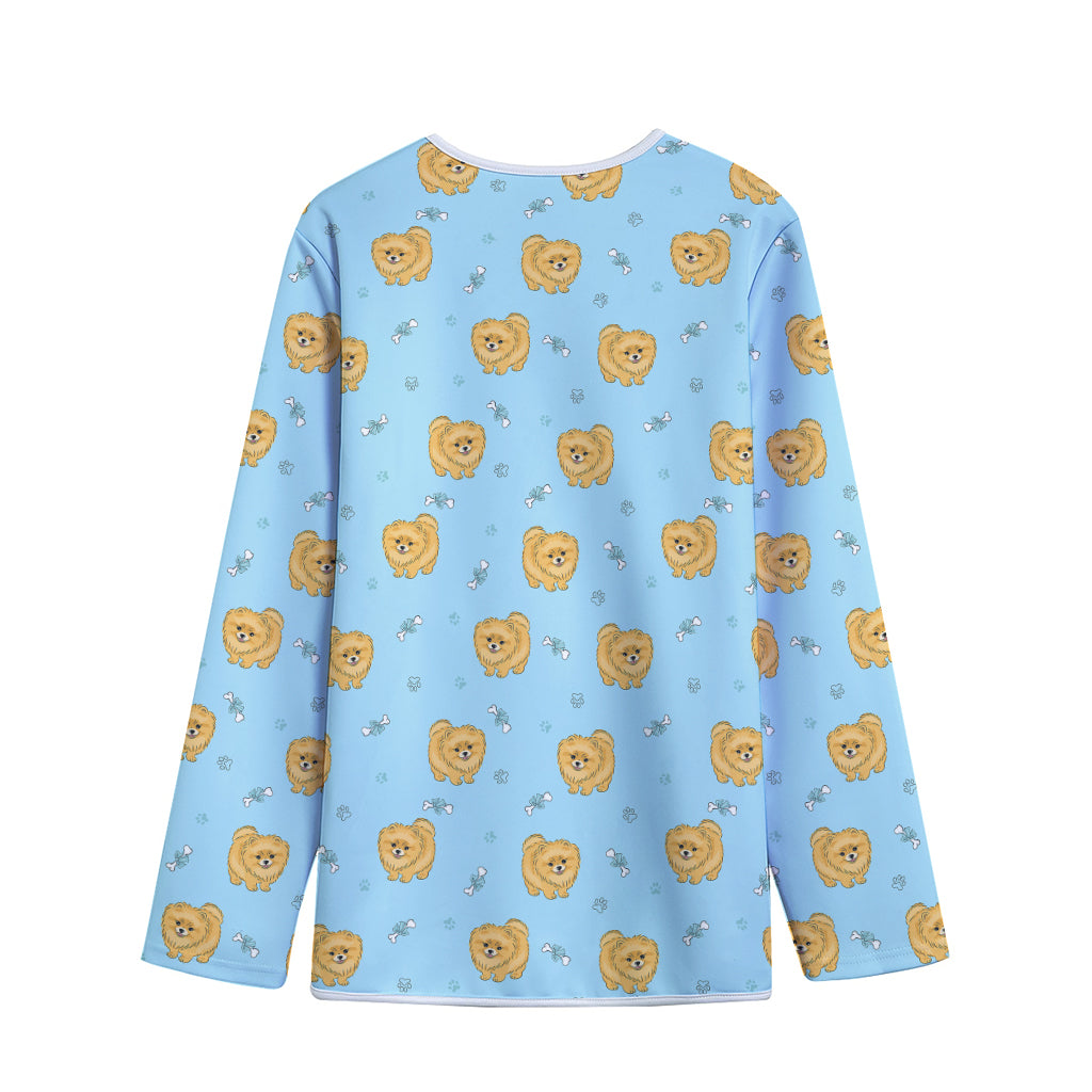Cartoon Pomeranian Pattern Print Long Sleeve Short Coat