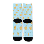 Cartoon Pomeranian Pattern Print Long Socks