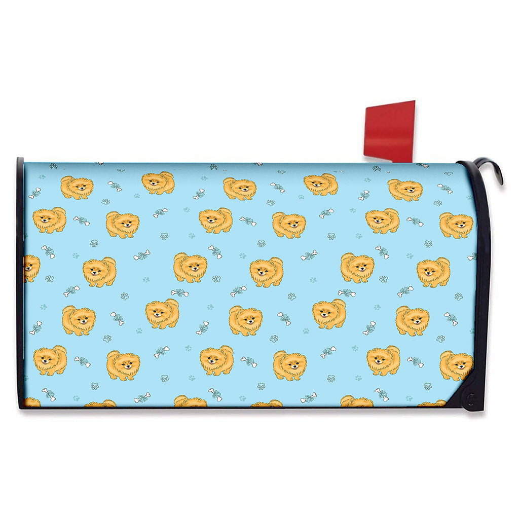Cartoon Pomeranian Pattern Print Mailbox Cover