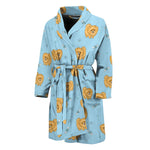 Cartoon Pomeranian Pattern Print Men's Bathrobe