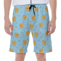 Cartoon Pomeranian Pattern Print Men's Beach Shorts