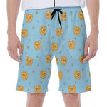 Cartoon Pomeranian Pattern Print Men's Beach Shorts