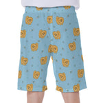 Cartoon Pomeranian Pattern Print Men's Beach Shorts