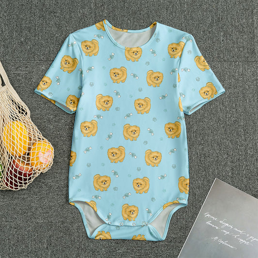 Cartoon Pomeranian Pattern Print Men's Bodysuit