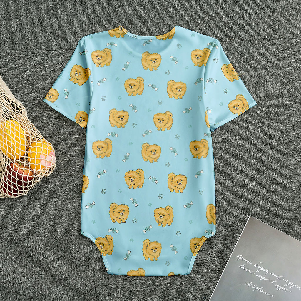 Cartoon Pomeranian Pattern Print Men's Bodysuit