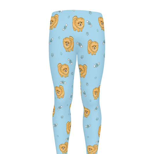 Cartoon Pomeranian Pattern Print Men's leggings