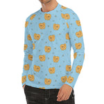 Cartoon Pomeranian Pattern Print Men's Long Sleeve Rash Guard
