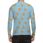 Cartoon Pomeranian Pattern Print Men's Long Sleeve Rash Guard
