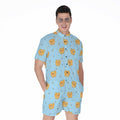 Cartoon Pomeranian Pattern Print Men's Romper
