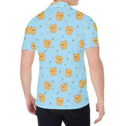 Cartoon Pomeranian Pattern Print Men's Shirt