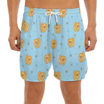 Cartoon Pomeranian Pattern Print Men's Split Running Shorts