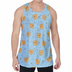 Cartoon Pomeranian Pattern Print Men's Velvet Tank Top
