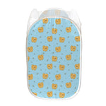 Cartoon Pomeranian Pattern Print Mesh Laundry Hamper