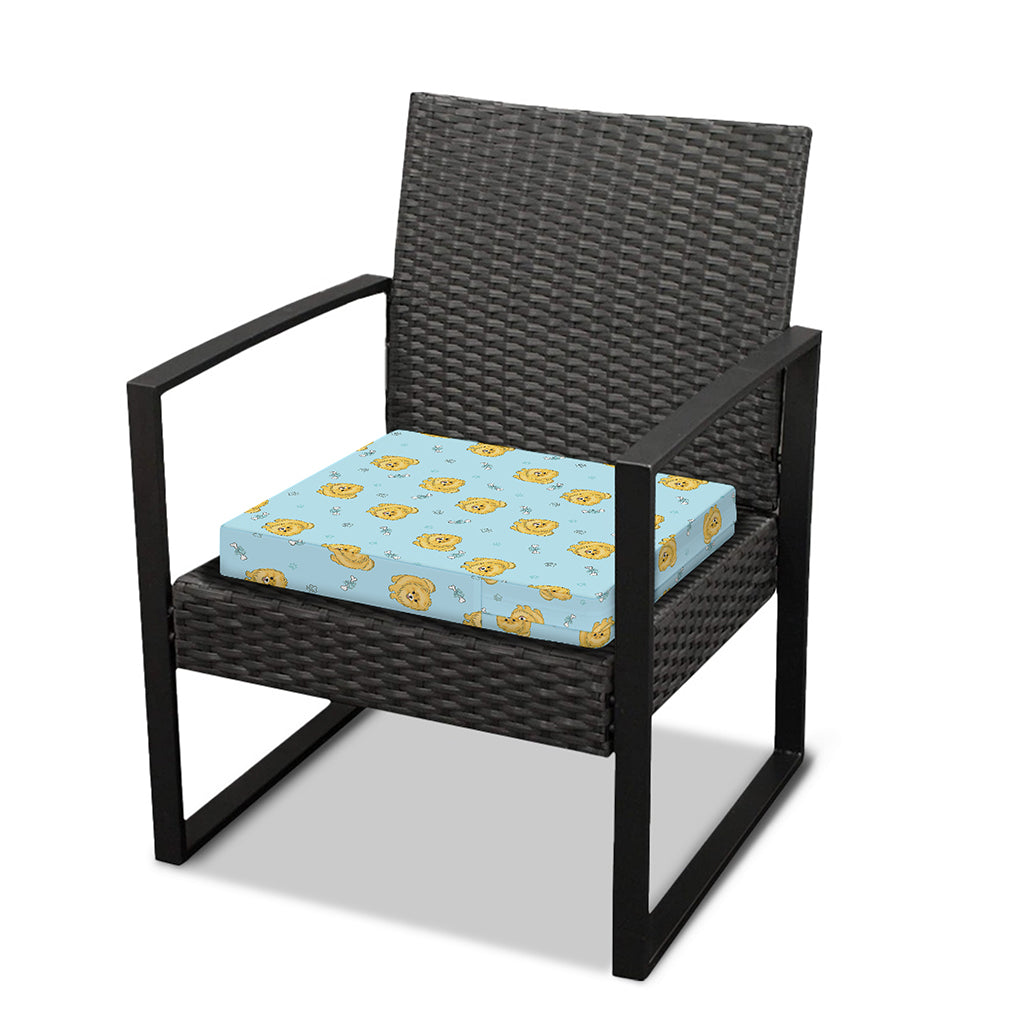 Cartoon Pomeranian Pattern Print Outdoor Seat Cushion Cover