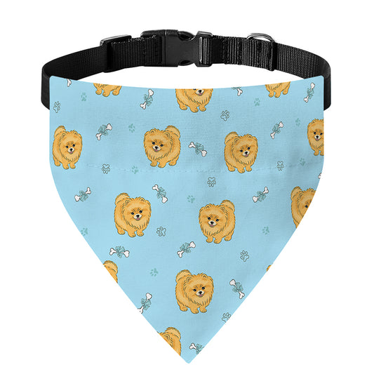 Cartoon Pomeranian Pattern Print Over The Collar Dog Bandana