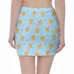 Cartoon Pomeranian Pattern Print Pencil Mini Skirt