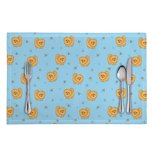 Cartoon Pomeranian Pattern Print Placemat