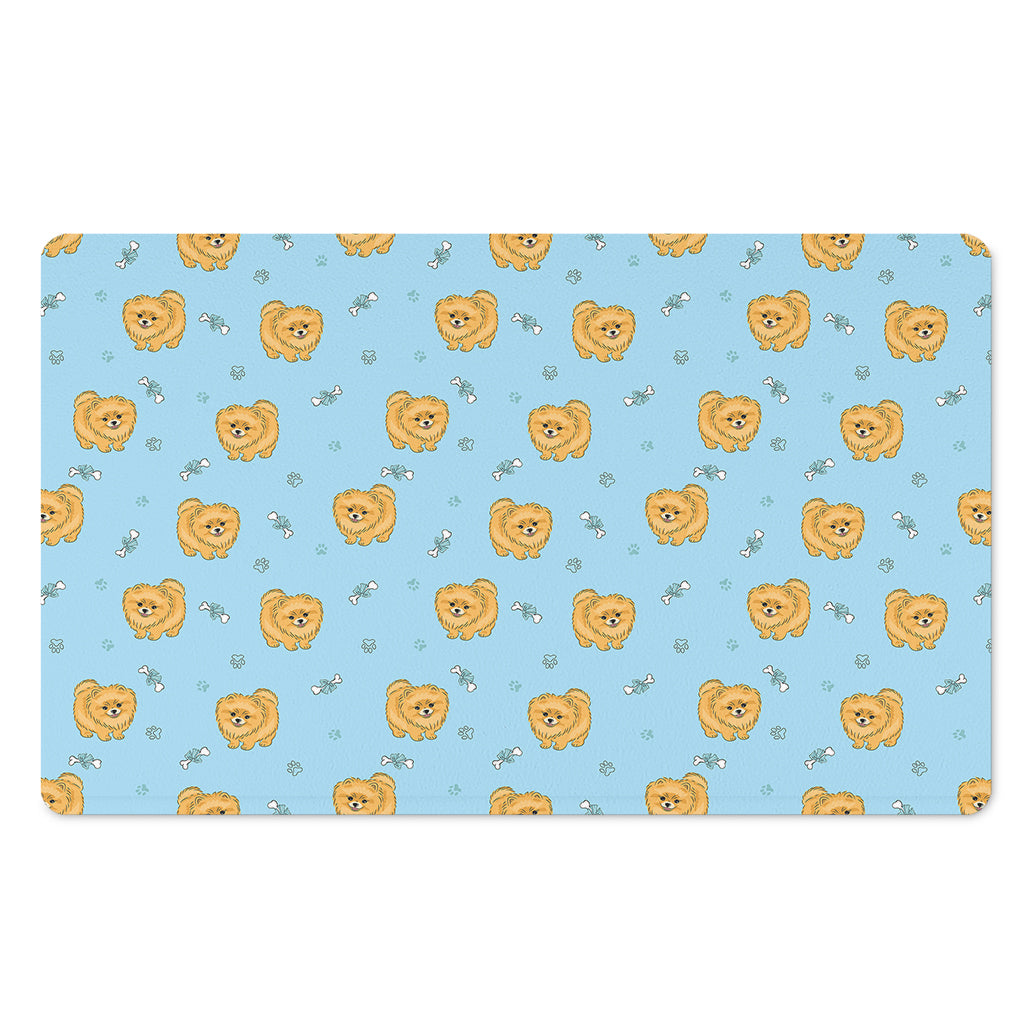 Cartoon Pomeranian Pattern Print Polyester Doormat