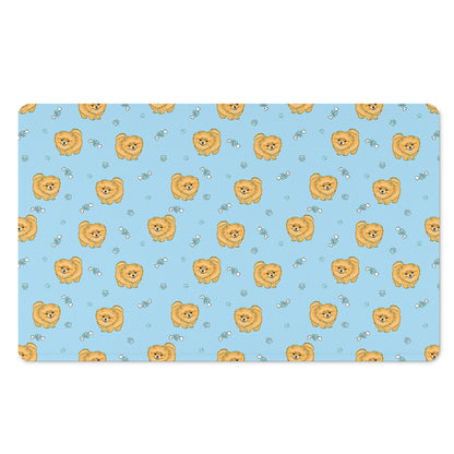 Cartoon Pomeranian Pattern Print Polyester Doormat