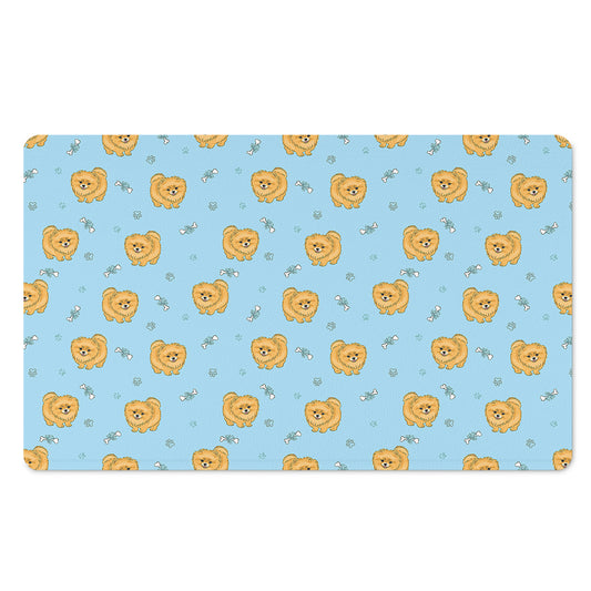Cartoon Pomeranian Pattern Print Polyester Doormat