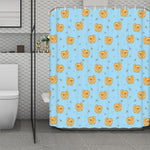 Cartoon Pomeranian Pattern Print Polyester Shower Curtain