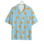 Cartoon Pomeranian Pattern Print Rayon Hawaiian Shirt