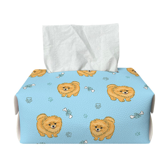Cartoon Pomeranian Pattern Print Rectangle Tissue Box Cover